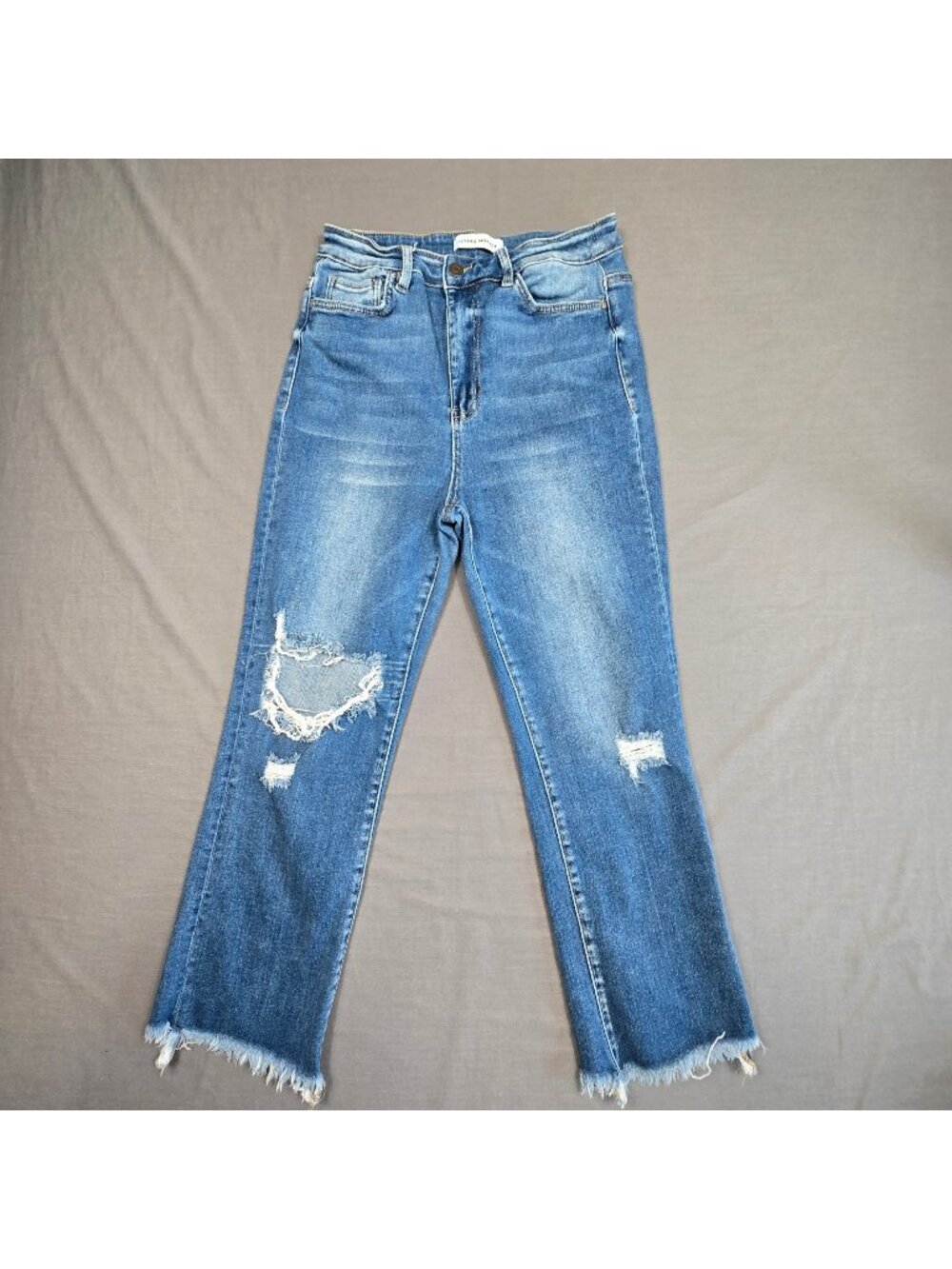 Flying Monkey Womens Jeans Size 29 Distressed Raw Hem Cropped Blue Denim